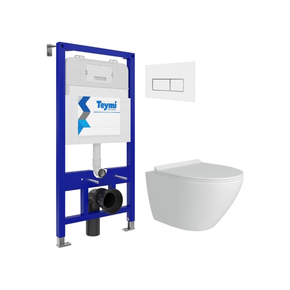 Изображение товара Унитаз подвесной безободковый Teymi Lina Pro с кнопкой