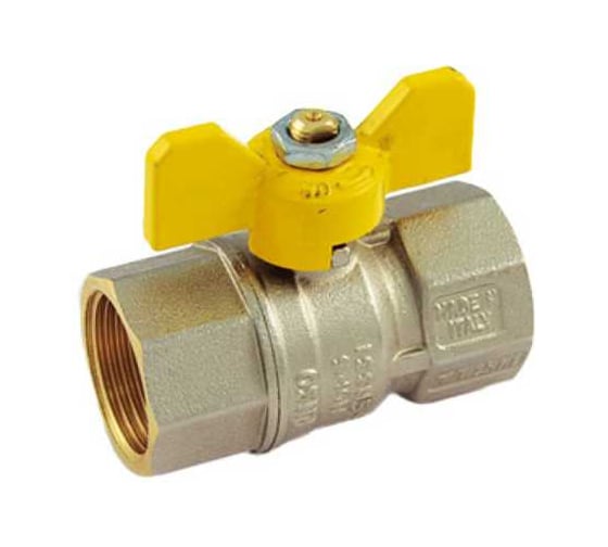 Изображение товара Кран шаровой для газа Tiemme TORNADO бабочка, 1 ВВ, желтая 2390010