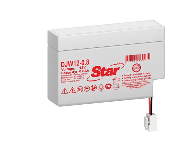 Изображение товара Аккумулятор Star для ИБП DJW12-0.8 12В 0.8 Ач УТ-00002542