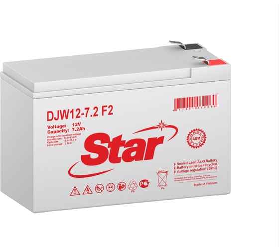 Изображение товара Аккумулятор Star для ИБП DJW12-7.2 F2 12В 7.2 Ач УТ-00002831