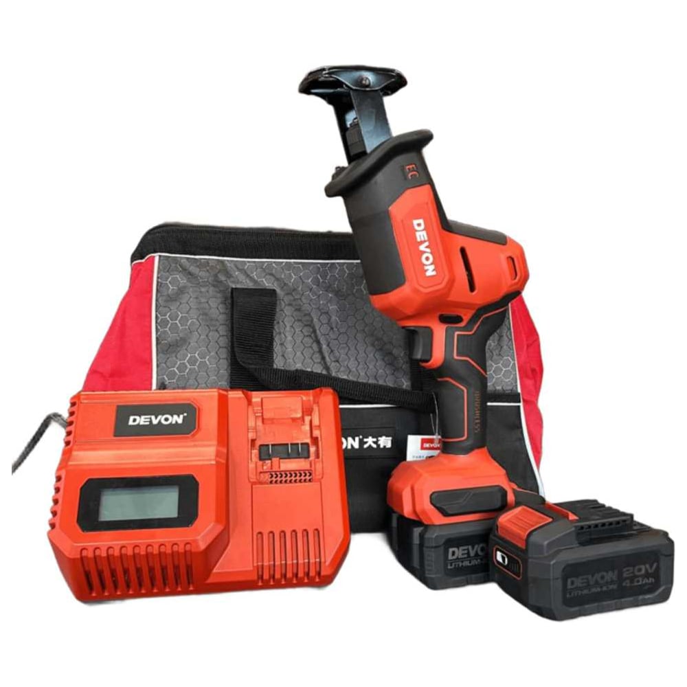 Изображение товара Аккумуляторная сабельная пила DEVON 2 АКБ 4 Ач, З/У, сумка 5830-LI-20-SET