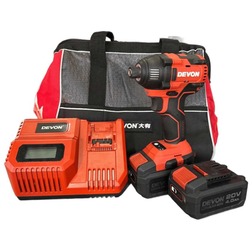 Изображение товара Аккумуляторный ударный винтовёрт DEVON 2 АКБ 4 Ач, З/У, сумка 5733-Li-20H-SET