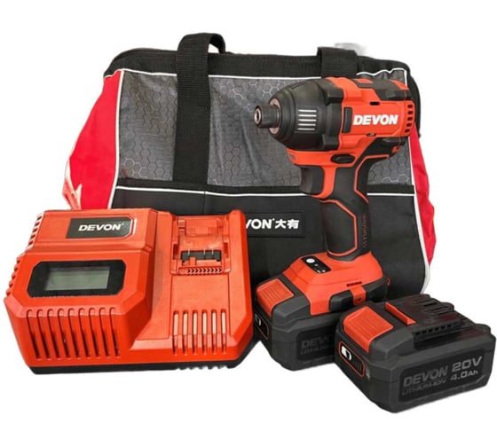 Изображение товара Аккумуляторный ударный винтовёрт DEVON 2 АКБ 4 Ач, З/У, сумка 5733-Li-20H-SET