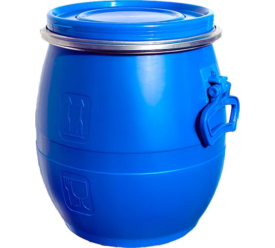 Изображение товара Бочка Тара.ру 20 л, круглая, с крышкой и обручем, с ручками, синяя 24709