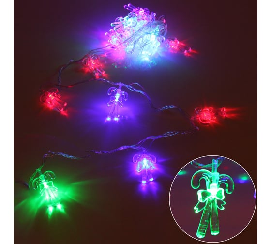 Изображение товара Гирлянда для дома Серпантин 4,0 м 20 ламп LED с насадками КОНФЕТКИ, прозрачный провод, авторежим.,IP-20 RG/RB (возможность соединения) 725-0047