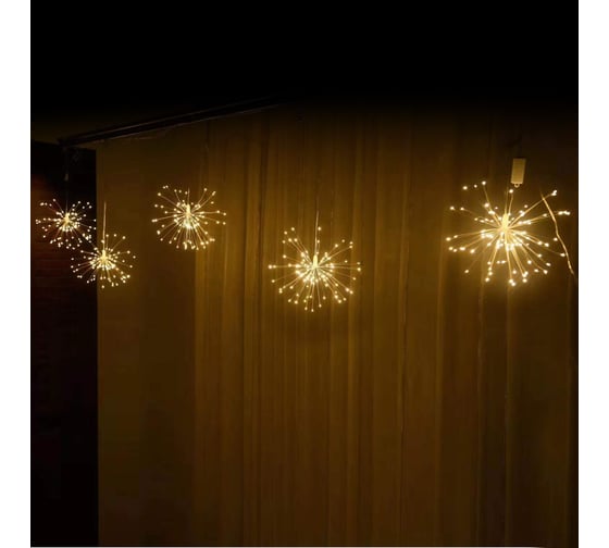 Изображение товара Гирлянда для дома Серпантин БАХРОМА Сфера ш3м*в0,4/0,6м 500 ламп LED, 8 режимов, IP-40, Теплый белый 725-0001