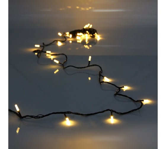 Изображение товара Гирлянда для дома Серпантин Кристаллы 5 м 36 ламп LED черный провод, 8 режимов, IP-40, Теплый белый (возможность соединения) 130-309