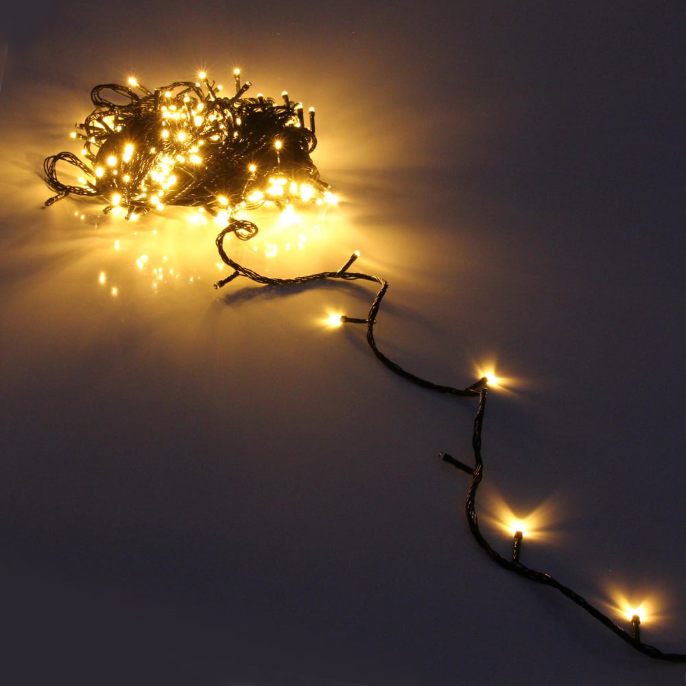 Изображение товара Гирлянда для дома Серпантин 24м 280 ламп LED зеленый провод, 8 режимов, IP-20, Теплый белый (возможность соединения) 725-991