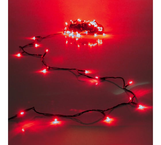 Изображение товара Гирлянда для дома Серпантин 13м 152 лампы LED зеленый провод, 8 режимов, IP-20, Красный (возможность соединения) 120-067