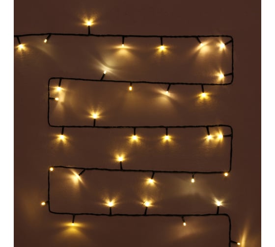 Изображение товара Серпантин Гирлянда для улицы Мерцание 11м 120 ламп LED чёрный провод, 1 режим,IP-54, Теплый белый (возможность соединения) 183-739