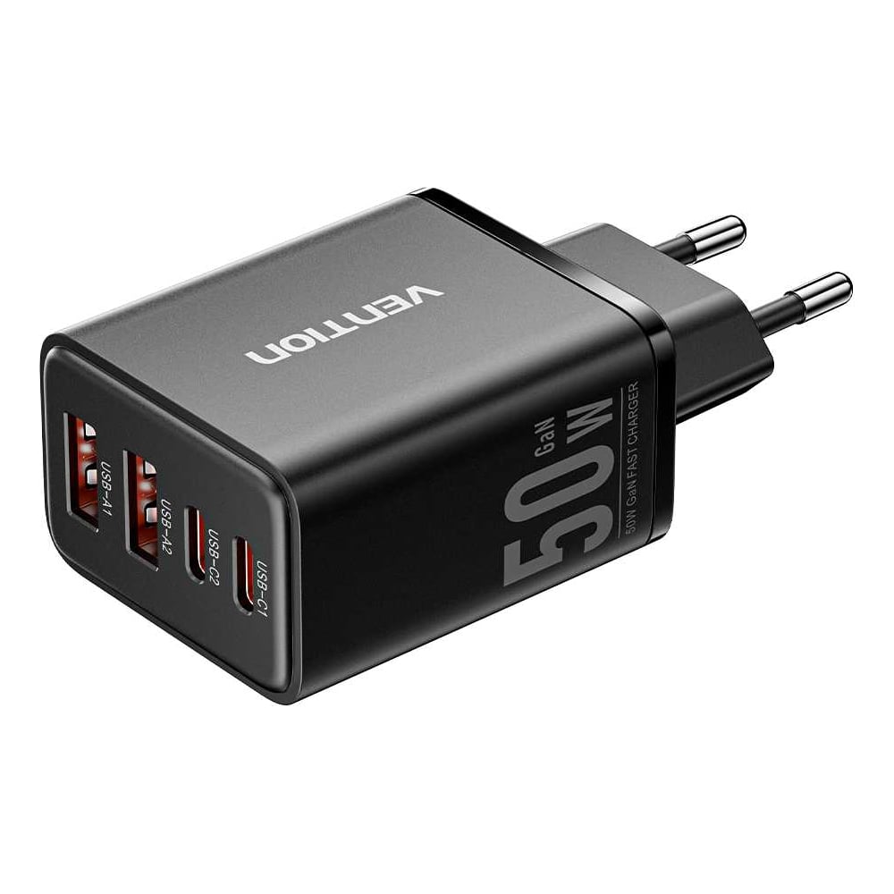 Изображение товара Сетевое зарядное устройство VENTION 50W GaN 4 порта USB-C+A+A+A для быстрой зарядки