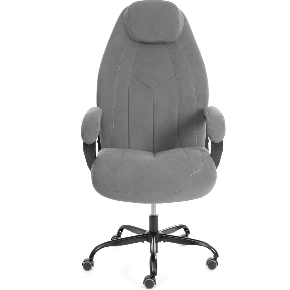 Изображение товара Кресло TetChair Boss metalBL велюр серое с регулировкой и подголовником