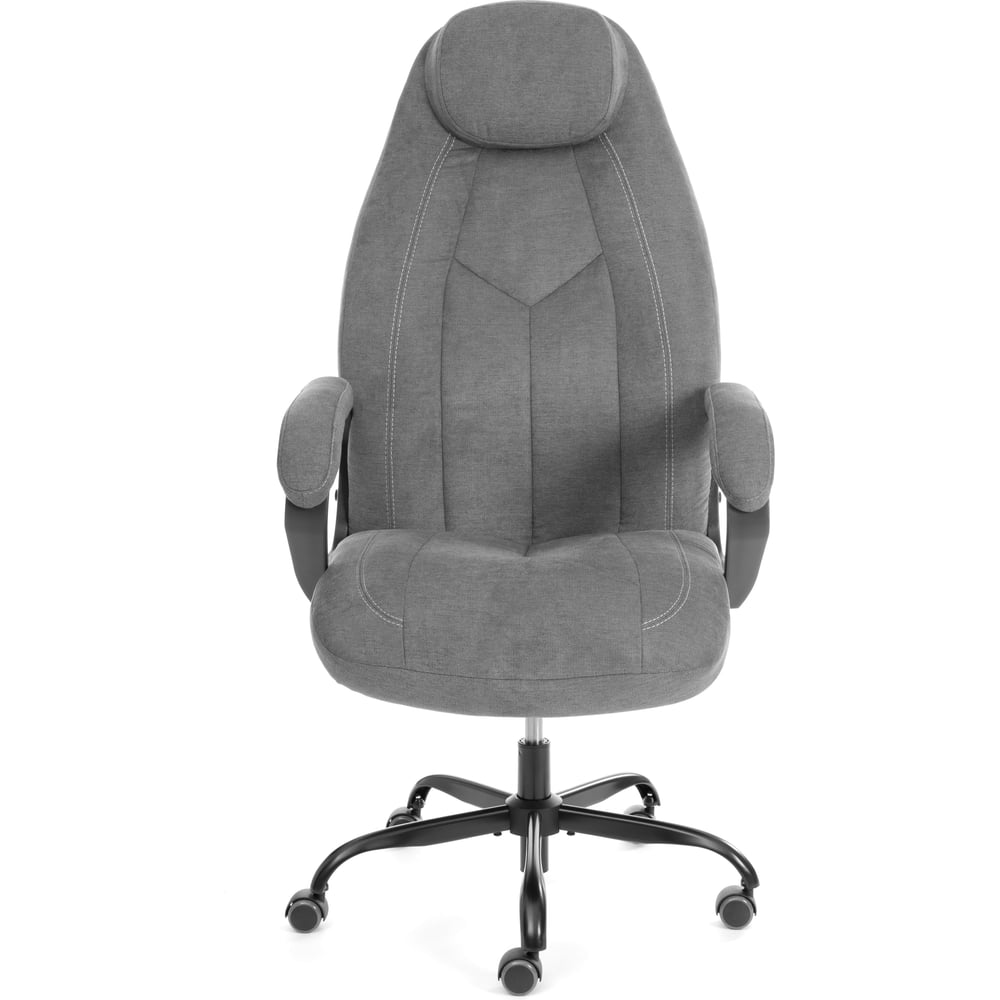 Изображение товара Офисное кресло TetChair Boss metalBL ткань серый с регулируемым наклоном и подголовником