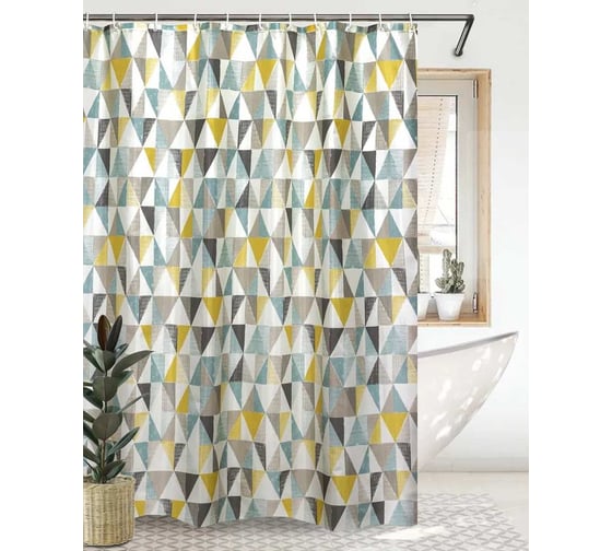 Изображение товара Штора для ванной комнаты Bath Plus 180х200 Triangular Scrawl khaki tone ch-21260/5