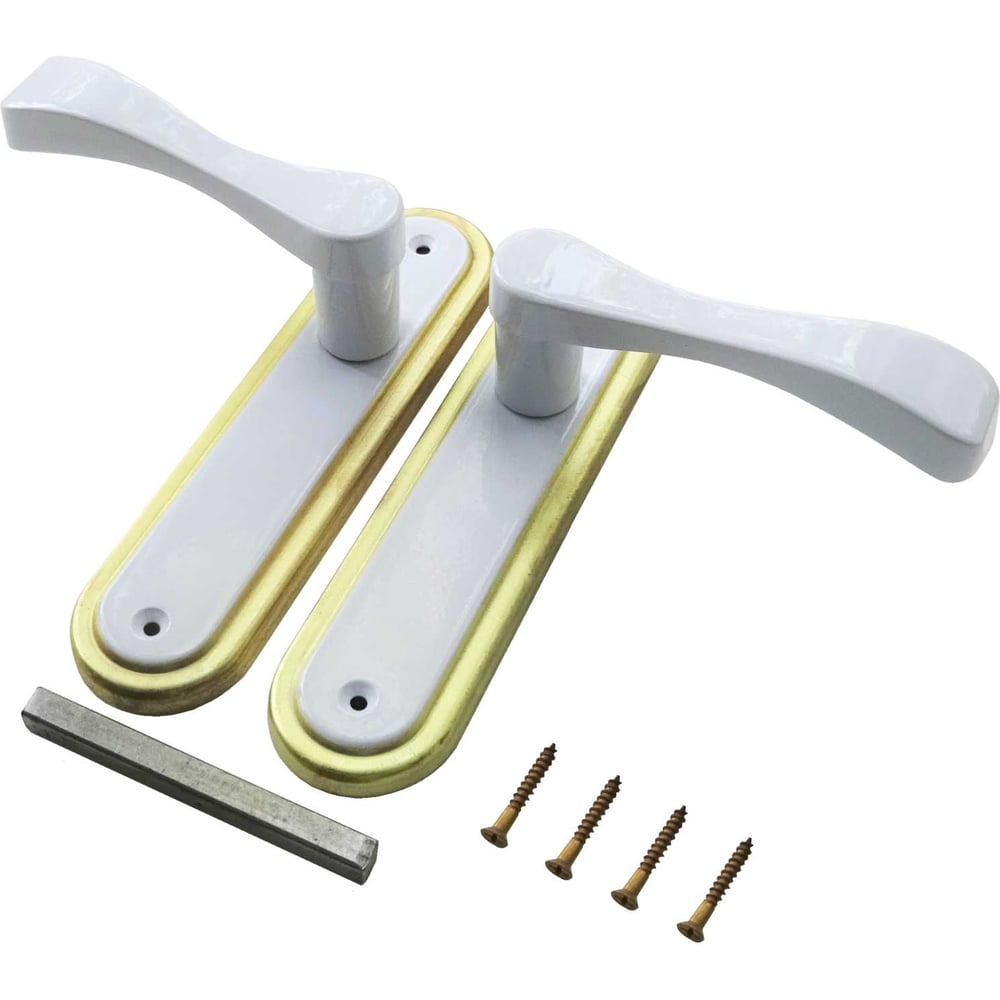 Изображение товара Дверные ручки на планке Левша Доганлар белый/золото 2 комплекта У4-890.БЗ