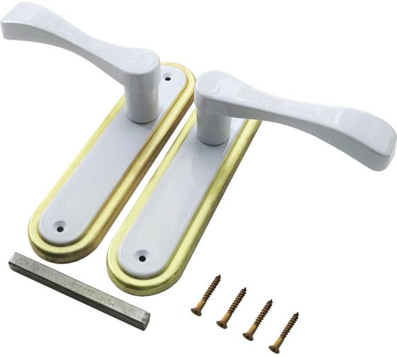 Изображение товара Дверные ручки на планке Левша Доганлар, белый/золото (2 комплекта) У4-890.БЗ