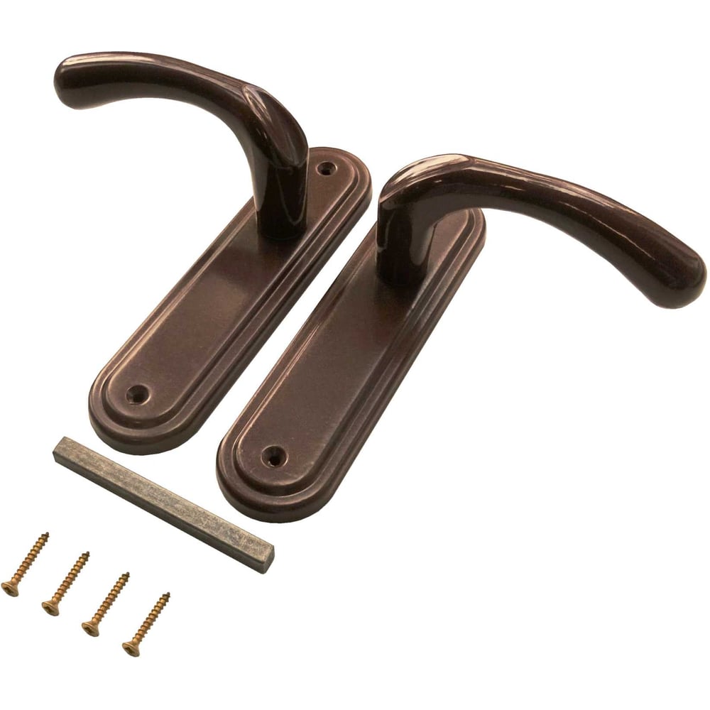 Изображение товара Дверные ручки на планке Левша Доганлар коричневые 2 комплекта для межкомнатных дверей У4-857.К
