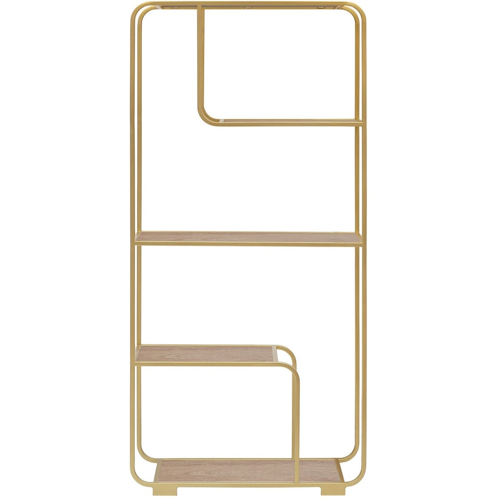 Изображение товара Стеллаж GreenWeen SIENA с золотым каркасом и полками Дуб Каселла 800х300х1730 мм