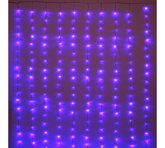 Изображение товара Гирлянда для дома Серпантин ЗАНАВЕС Водопад ш1,5* в2,5 м 240 ламп LED, прозрачный провод, 8 режимов, IP-20, Синий (возможность соединения) 725-0598