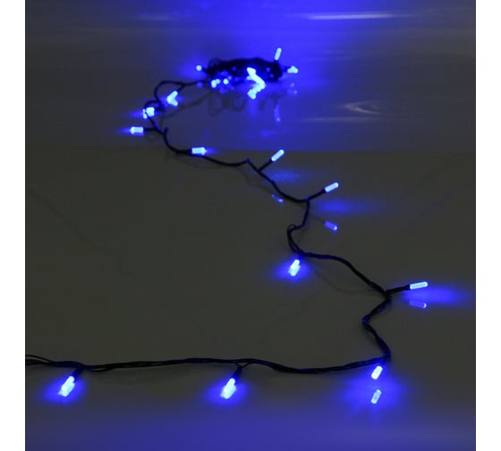 Изображение товара Гирлянда для дома Серпантин Кристаллы 16,0 м 180 ламп LED черный провод, 8 режимов, IP-40, Синий (возможность соединения) 125-042