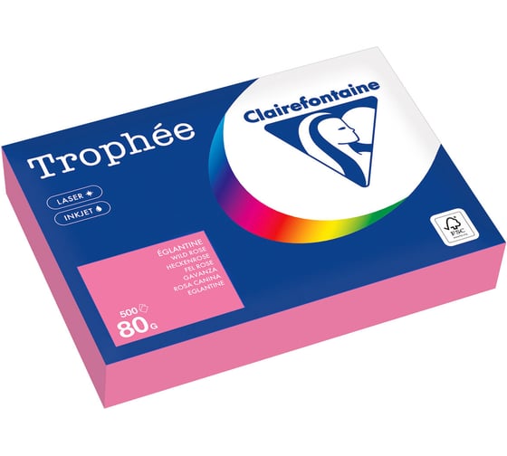 Изображение товара Бумага цветная ОФИСМАГ CLAIREFONTAINE, А4, 80 г/м2, 500 л., пастель, розовый, FR, 1997PC 116715