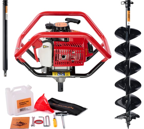 Изображение товара Специальный профессиональный комплект мотобур BURAN DT-800 со шнеком HARDDRILL 150х800 и удлинителем PLUS-500 S00147