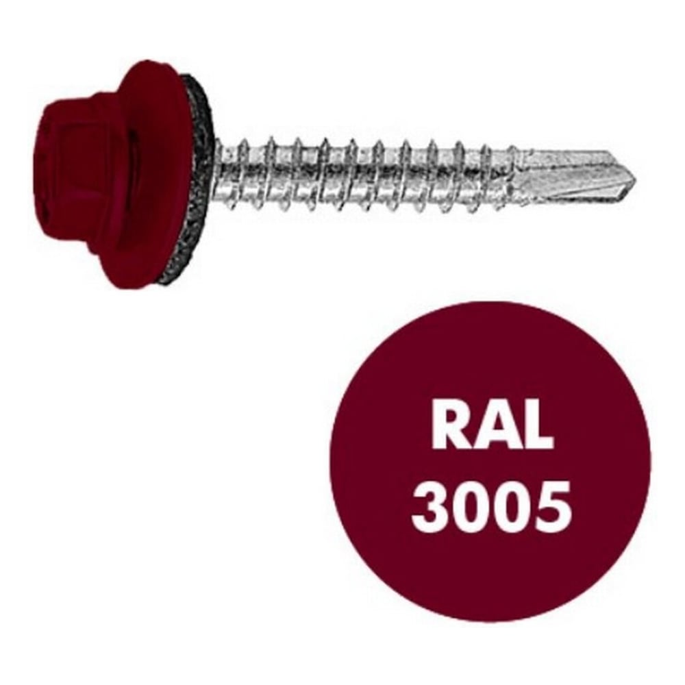 Изображение товара Саморез кровельный Admiral Stars 4,8 х 29 RAL 3005 виниловый красный