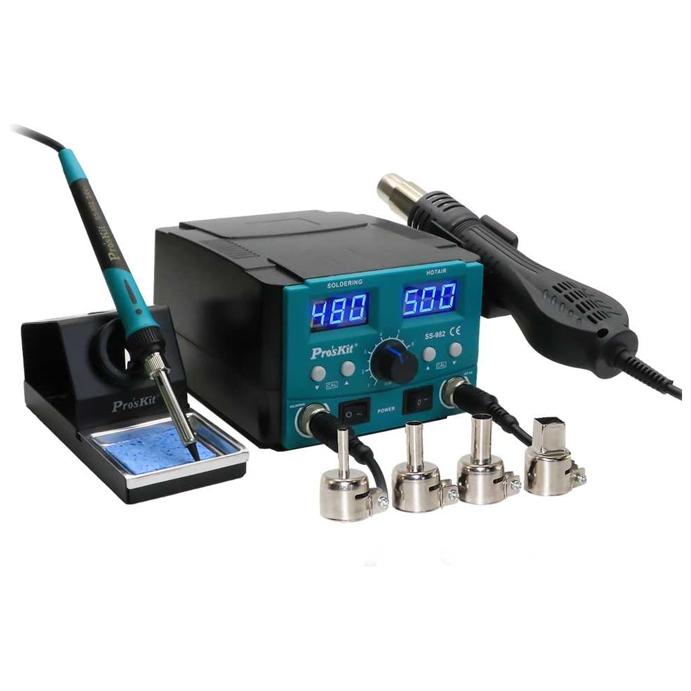 Изображение товара Паяльная станция цифровая Pro'sKit SS-982B с термофеном и LED-индикацией