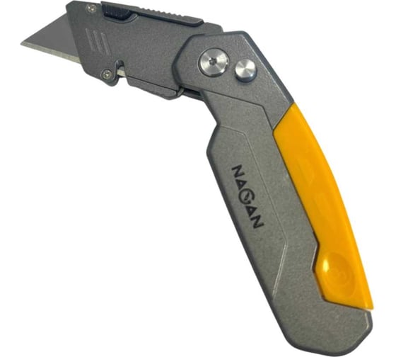 Изображение товара Нож трапециевидный NAGAN алюминий складной + 2 лезвия НГ-НС-ТР-070