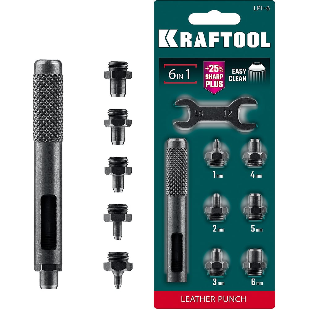 Изображение товара Ударный пробойник для кожи KRAFTOOL LPI-6 с насадками 1-6 мм