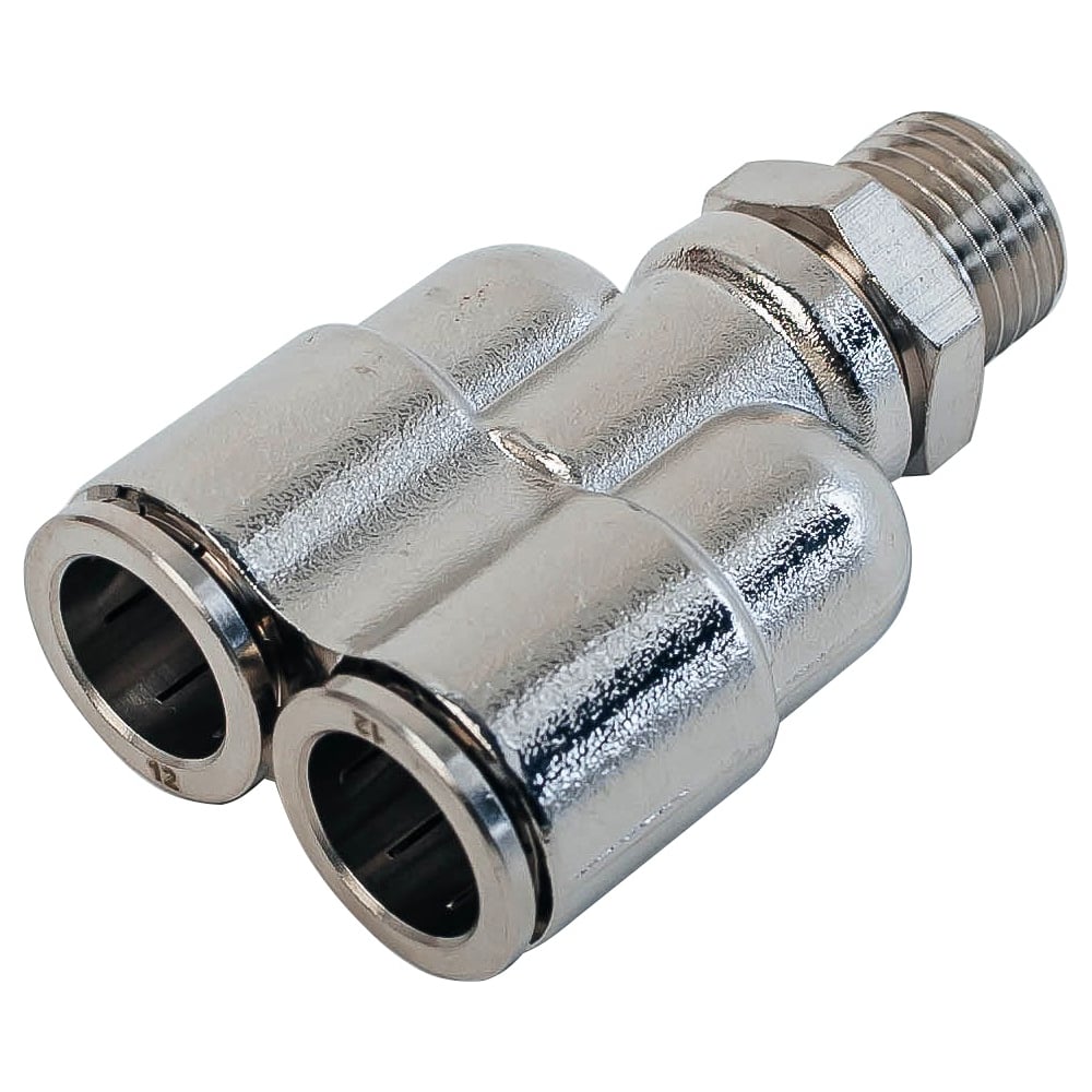 Изображение товара Латунный фитинг тройник M12x1.5 NBPT NPWT 12- никелированный