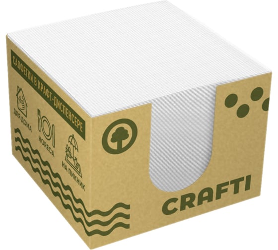 Изображение товара Салфетки бумажные ROS-HY Санпремо Крафти белые, в коробе с открытым верхом 1сл, 23х24см, 100л./36 штук в упаковке C-S1-100L