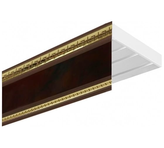 Изображение товара Трехрядный карниз Эскар ЭКОНОМ Антик в сборе, махагон, 1.8 м 532430180