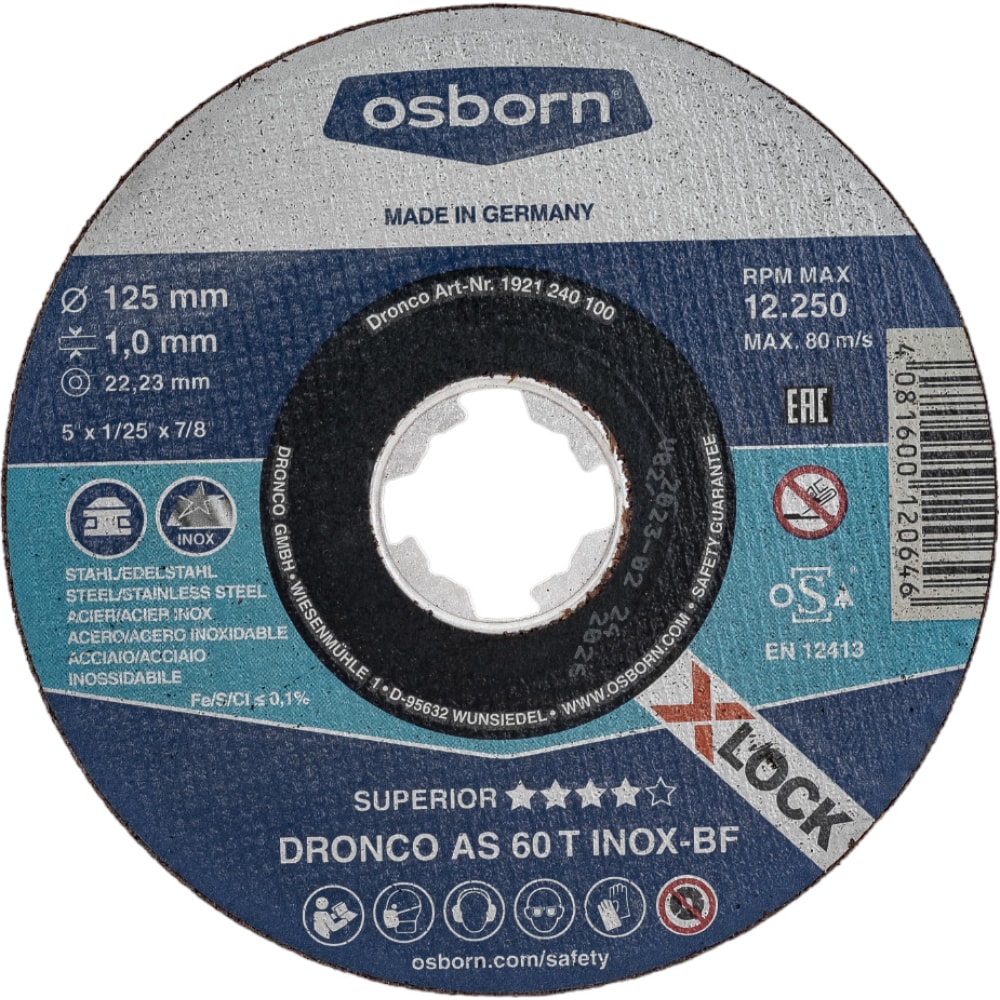 Отрезной диск по нержавейке DRONCO отрезной диск по нержавейке inoxfree as46 230x3 2x22 23 box 10 dronco арт 6900914