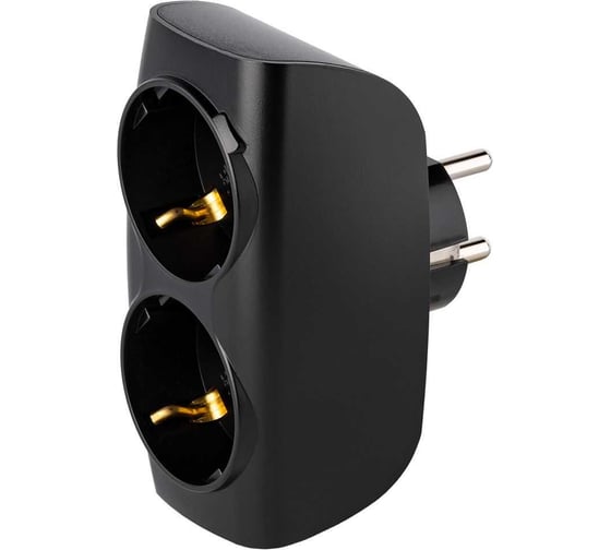 Изображение товара Разветвитель сетевой тройник SMARTBUY 2 гнезда с заземлением 16А 250B, черный SBE-16-A04b-2z