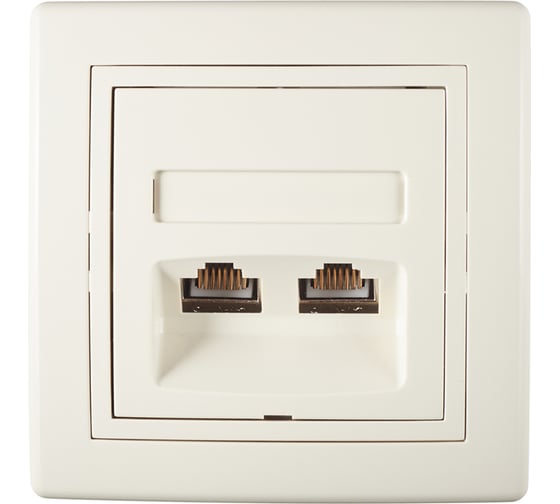 Изображение товара Коммуникационная розетка Aling-conel PRESTIGE двойная RJ45 Cat6 FTP, бежевая 615S.99 113222