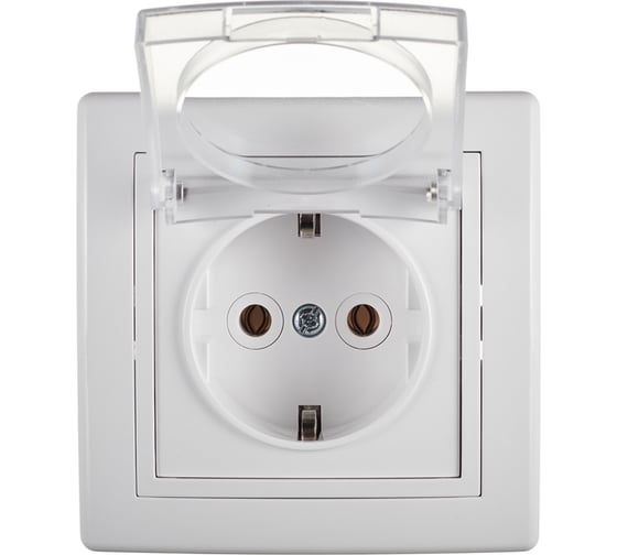 Изображение товара Розетка Aling-conel PRESTIGE 16A 250В с крышкой и поликарбонатовой вставкой, белая 633.00 113029