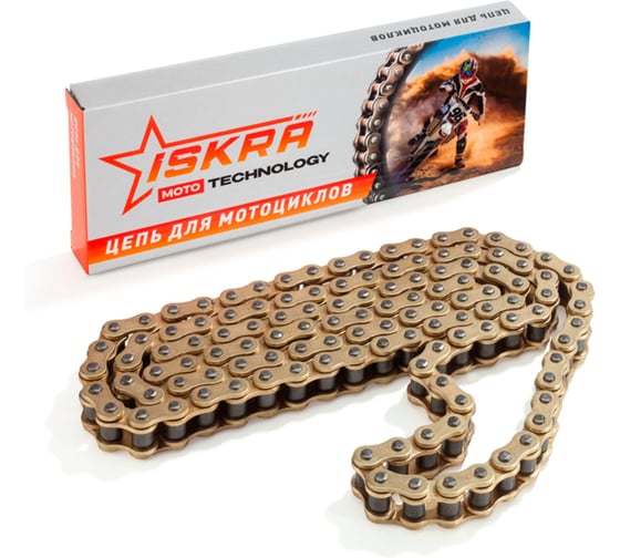 Изображение товара Приводная цепь для мотоцикла ISKRA усиленная (GOLD) 428-H-116L, 428H116L-ISKRA