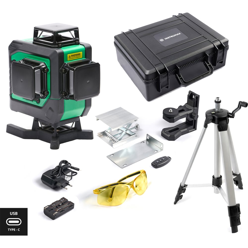 Изображение товара Комплект Лазерный уровень INSTRUMAX GL 4-360 Master SET+Штатив телескопический с резьбой 1/4 (5/8) дюйма TR-120 IM0175_K