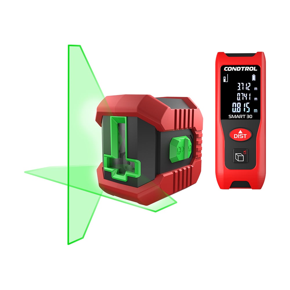 Изображение товара Комплект лазерный нивелир CONDTROL QB Green + лазерный дальномер Smart 30