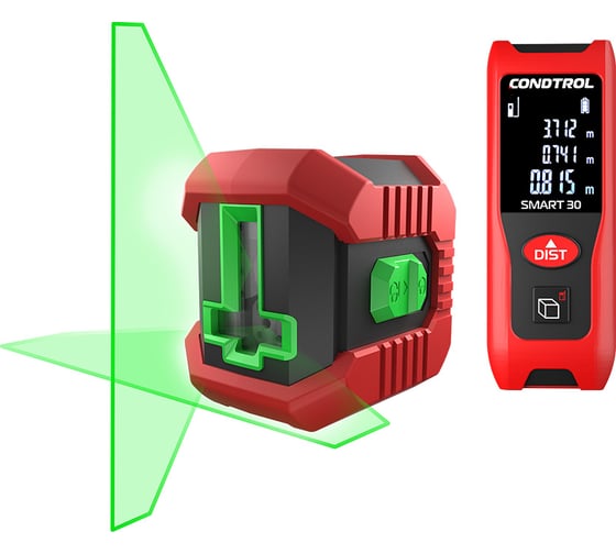 Изображение товара Комплект лазерный нивелир CONDTROL QB Green +Лазерный дальномер  Smart 30 1-4-998
