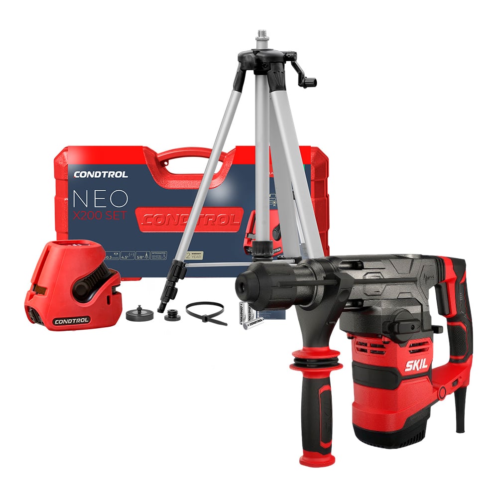 Изображение товара Комплект Лазерный нивелир CONDTROL NEO X200 set +Перфоратор электрический SDS+  RH1183, 1500Вт SKIL 1-4-977