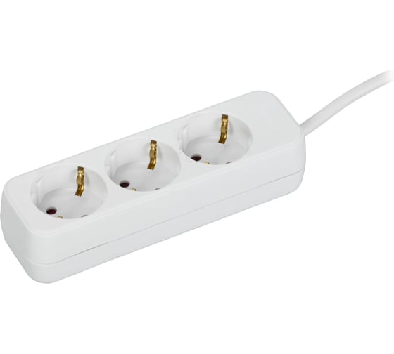 Изображение товара Удлинитель IEK UMA У03 3 места 5м 3х1мм2 10А белый UM-YP10-10-03-05-Z-K01