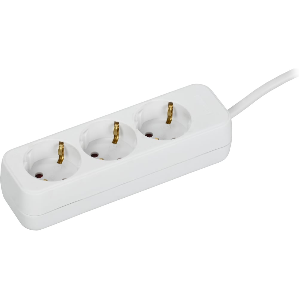 Изображение товара Удлинитель IEK UMA У03 3 места 1,5м 3х1мм2 10А белый с заземлением