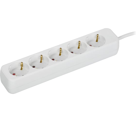Изображение товара Удлинитель IEK UMA У05 5 мест 5м 3х1мм2 10А белый UM-YP10-10-05-05-Z-K01