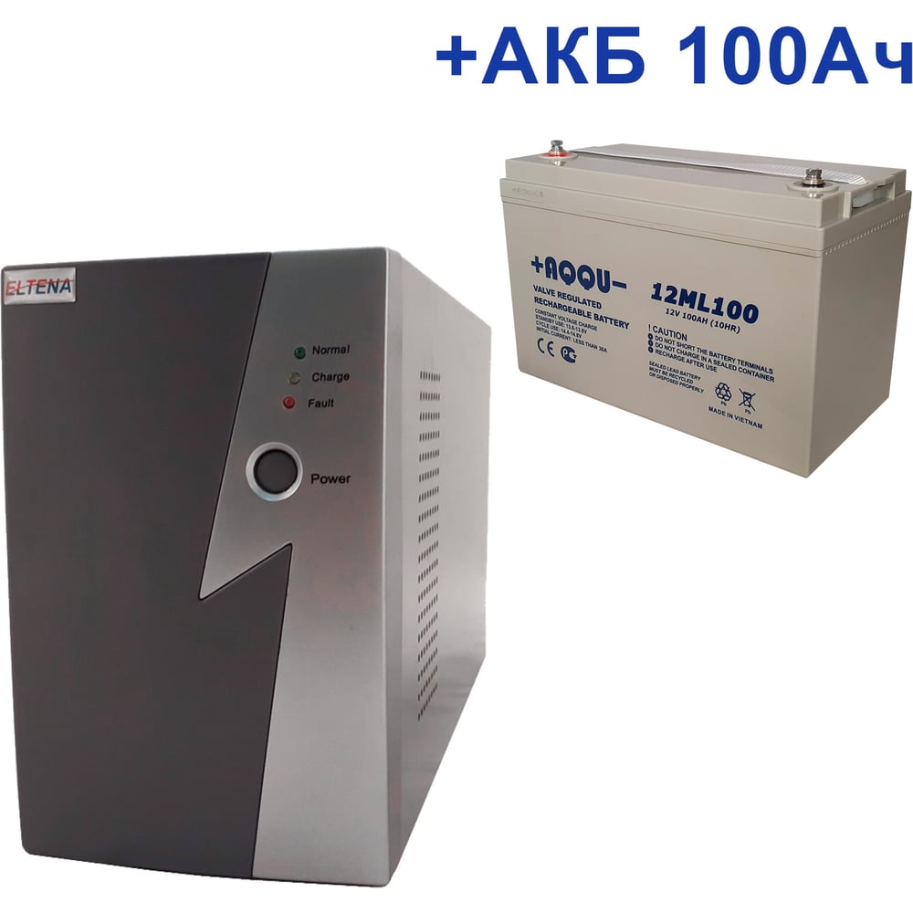 Изображение товара Комплект ИБП ELTENA Intelligent 500LT2 с аккумулятором AQQU 12ML100 домашний и промышленный резервн