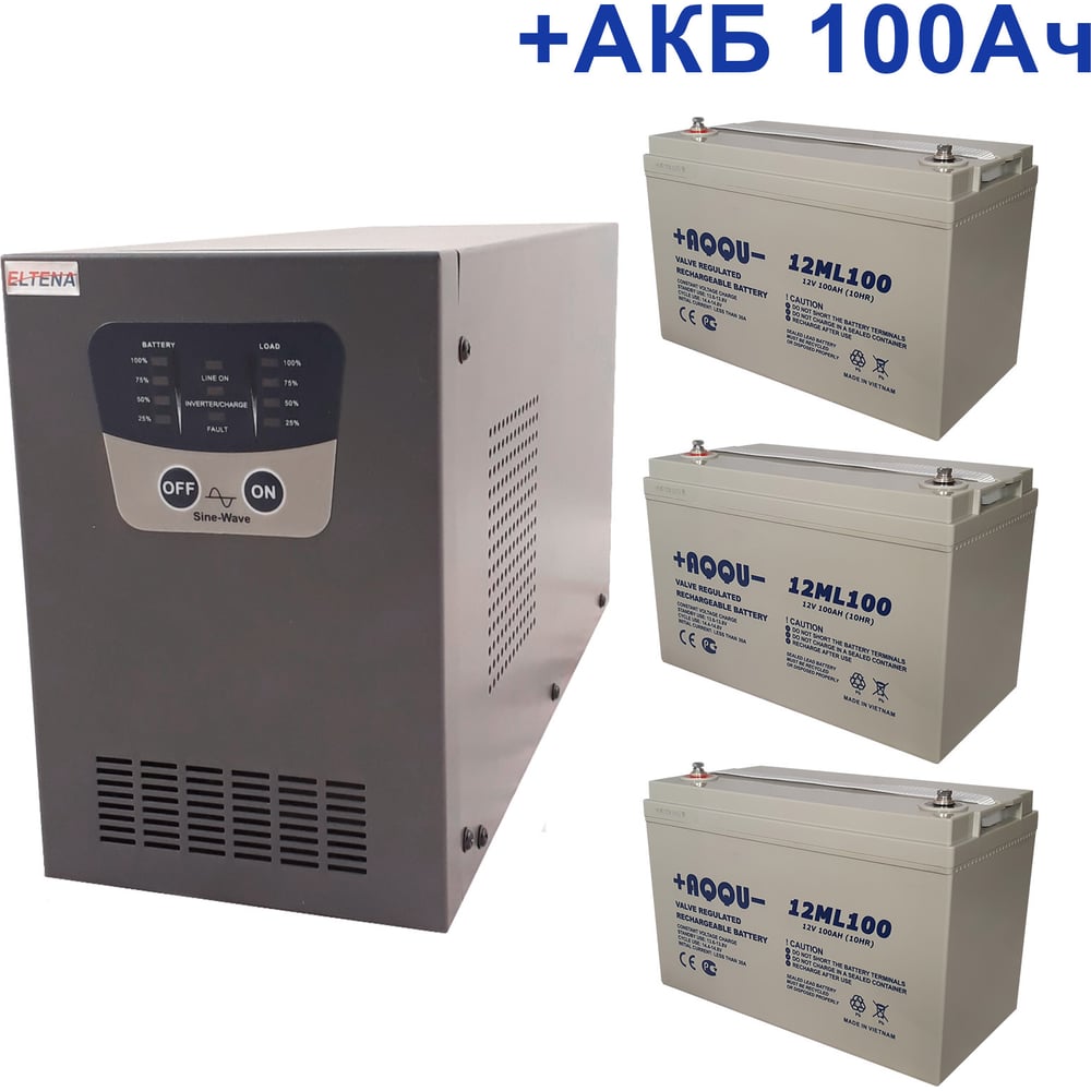 Изображение товара Комплект ИБП ELTENA Intelligent 1500LT2 + 3 внешних аккумулятора AQQU 12ML100