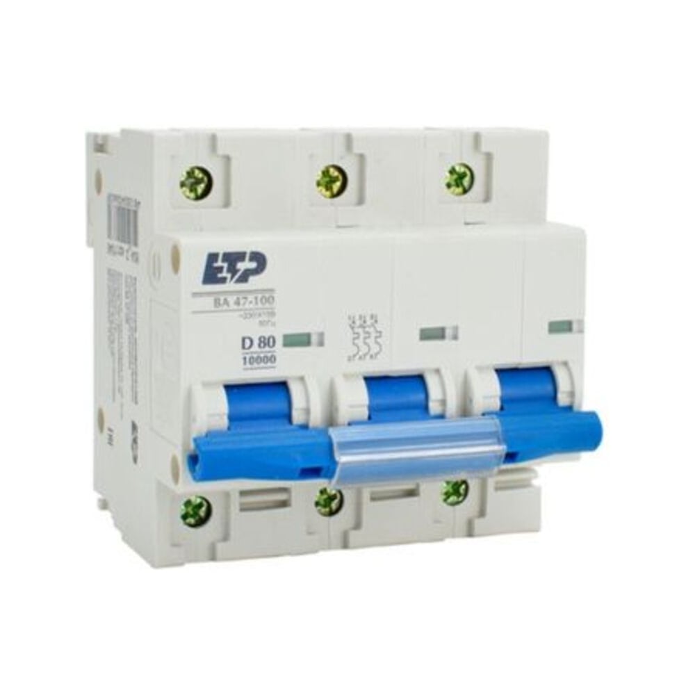 Изображение товара Автоматический выключатель ЕТР ВА 47-100 3P 80А 10кА IP20 для DIN-рейки