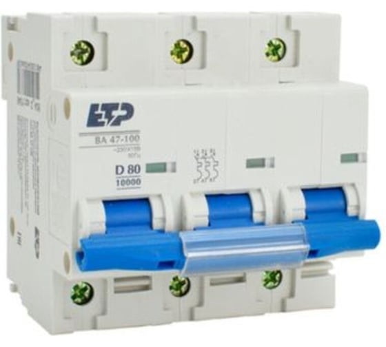 Изображение товара Автоматический выключатель ЕТР ВА 47-100, 3P 80А (D) 10кА 11548