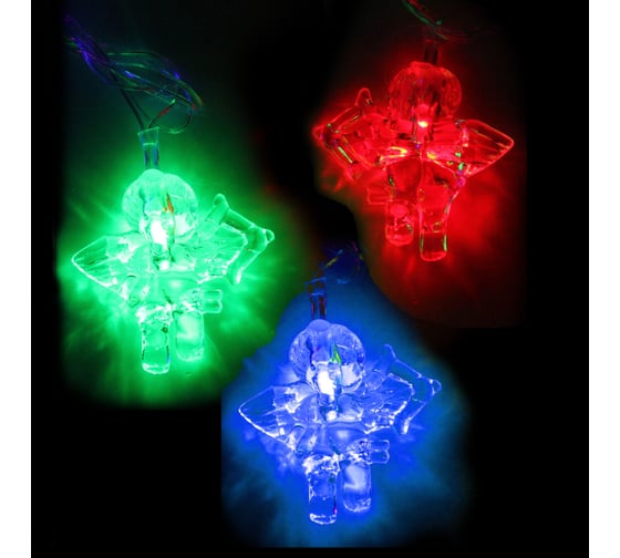 Изображение товара Гирлянда для дома Серпантин 4,0 м 20 ламп LED с насадками АНГЕЛ, прозрачный провод, авторежим.,IP-20 RG/RB (возможность соединения) 725-0547